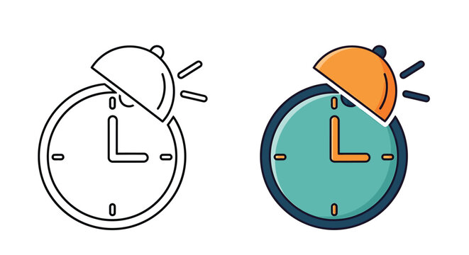 Clock Cloche Food Delivery Time Icon Vector Isolated