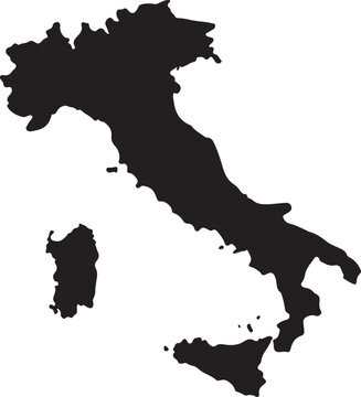  Italy silhouette shows the black silhouette of Italy map highlighting its geographical shape and borders