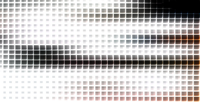 A pixelated abstract image showcases a gradient of colors transitioning from black to white and brown.