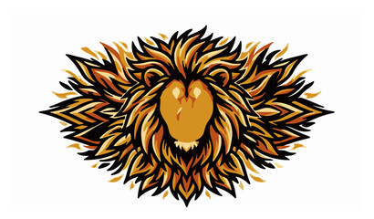 Minimal line art lion top view with flowing mane modern clean vector illustration for logo or t shirt design © Joni