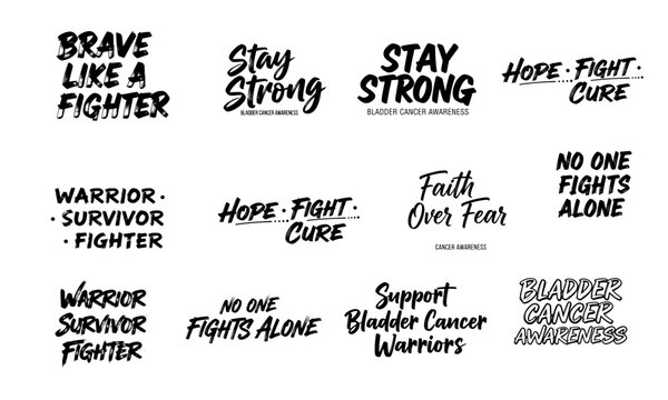 Bladder Cancer Awareness SVG Bundle &ndash; Brave Fighter, Stay Strong, Hope Fight Cure, Warrior Survivor, Faith Over Fear Cancer Support T-Shirt Designs