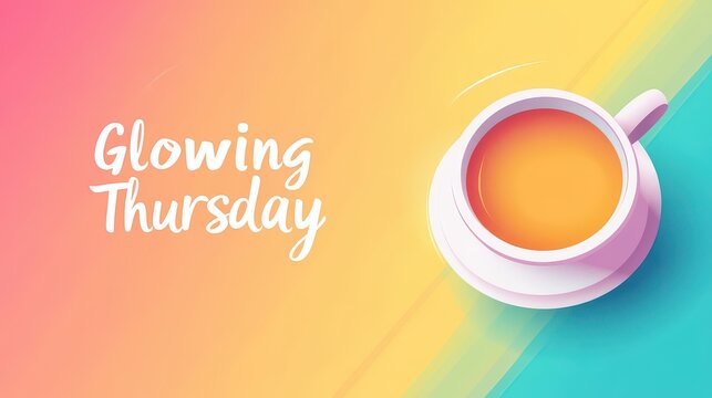 Glowing Thursday A cup of tea on a colorful background.