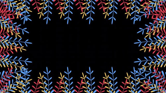 Tropical summer plants Leaves, flowers border frame animation with a copy space area looped animation with Alpha channel