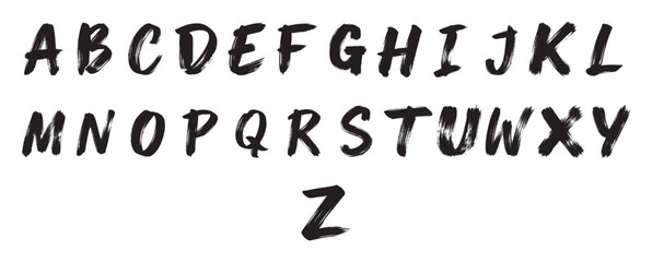 Hand drawn black alphabet letter character set typography font design element vector graphic illustration presentation template © Muzahidul