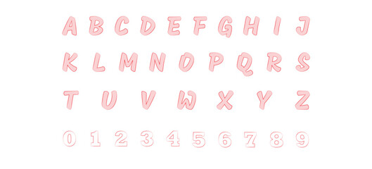 Pink liquid glass user interface alphabet letter set modern typography font design element vector presentation template © Muzahidul
