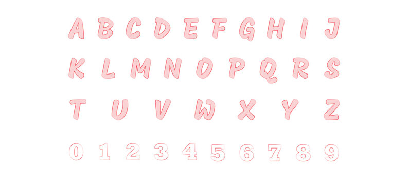 Pink liquid glass user interface alphabet letter set modern typography font design element vector presentation template