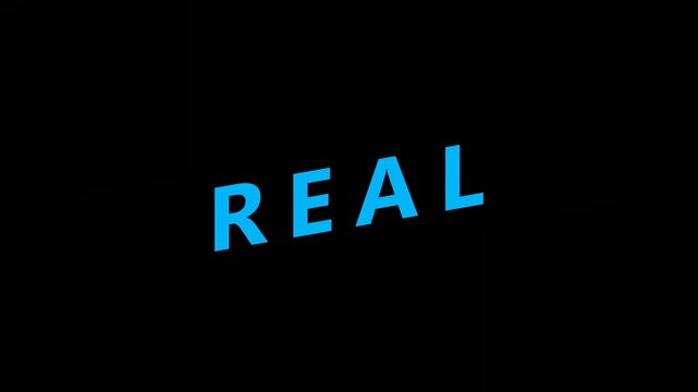 Fake text break with real text animation video. Awareness campaign about fake versus real news video.