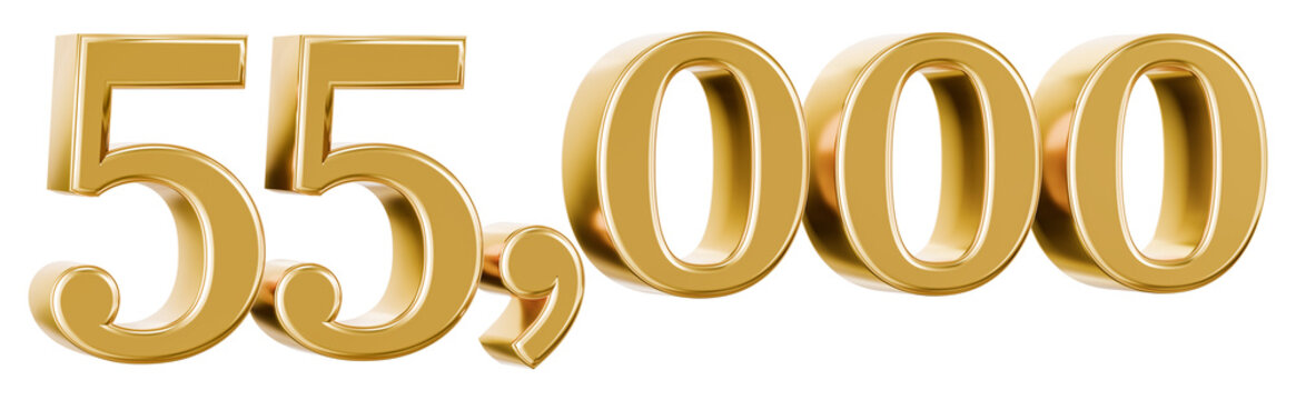Metallic golden 55,000 digits 3D illustration