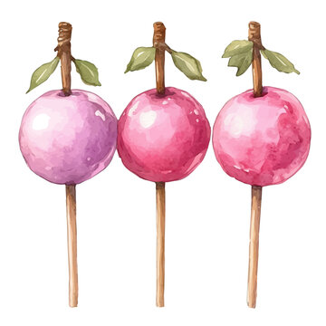 Dango, charming vector painting in watercolor with whimsical textures, isolated on a white background.