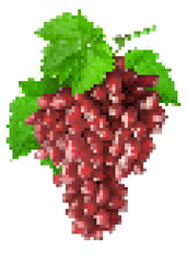 Fototapeta premium Pixel art red grapes offering healthy harvest concept