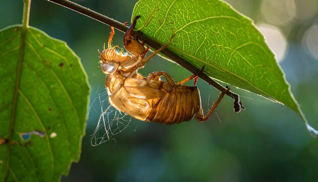 Cicada Shell On Leaf.