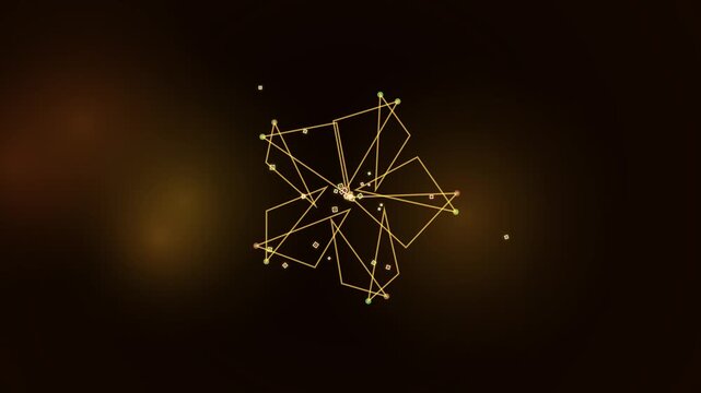 Abstract glowing geometric lines forming a spinning pentagon shape