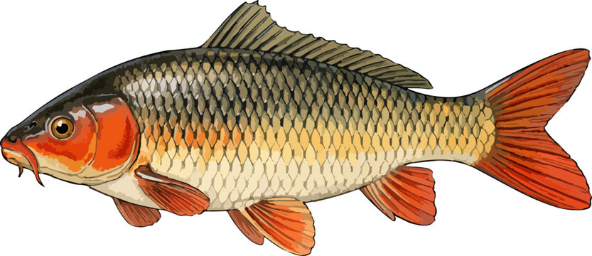 Cyprinus rubrofuscus illustration art