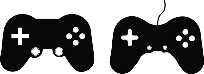 Gamepad icons pack flat black, Editable line icons. Gaming gamepad icons, play station, game controller icon in flat and line style.. Game controller icons vector Collection Clipart Pack © MDneamul