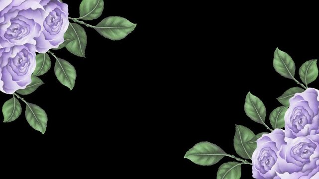 Wedding decoration flower titles copy space for text leaf wreath floral Frame animation With alpha channel.