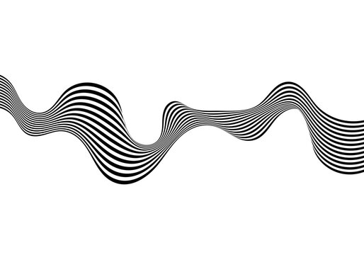 Modern artistic background with deformed linear structures in black and white color scheme. Eps 10