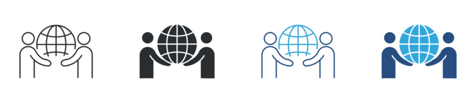 Global partnership icon set. teamwork and collaboration symbol. international cooperation concept. vector illustration.