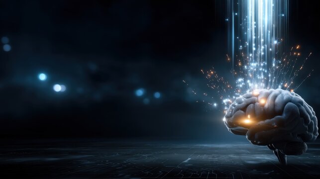 Illuminating ai brain unleashing data sparks in a digital sky gigapixel vision of the future tech environment futuristic perspective
