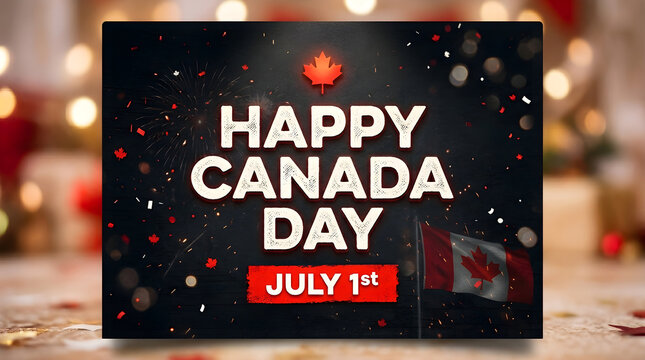 Happy canada day celebrating july 1st with patriotic canadian festivities
