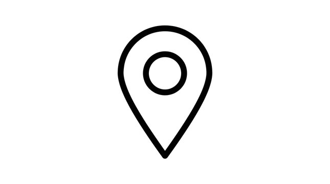 Location pin line icon, map marker outline vector