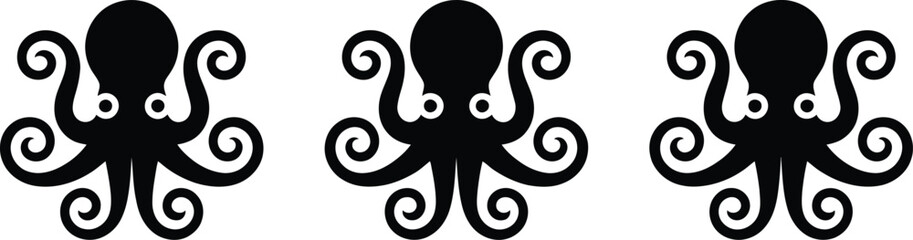 Octopus silhouette vector art illustration of sea creature marine life underwater animal graphic design element isolated style © EQBAL BASAR HABIB