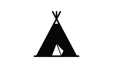 A striking black silhouette of a traditional native american teepee structure silhouette © Aklima