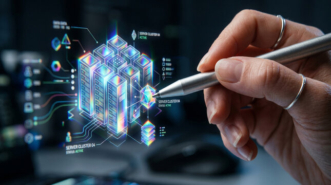 Ai federated learning network server cluster, hand touch hologram, data system, digital interface