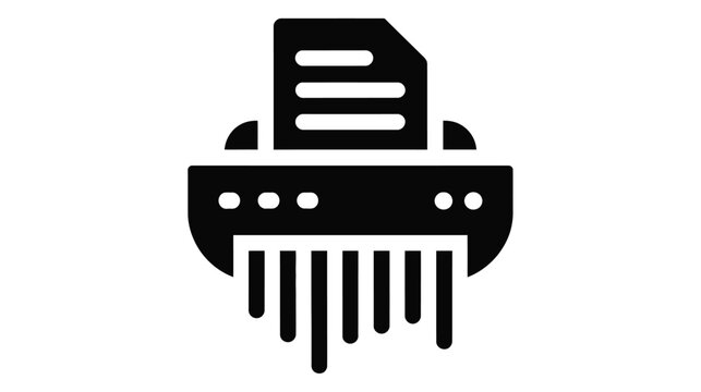 Paper shredder icon isolated on white background showing office equipment for secure document shredding and privacy protection concept