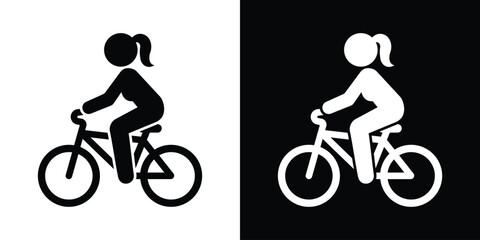 Naklejka premium A clean silhouette of a woman riding a bicycle. Great for health, fitness, eco-friendly transport, and recreational activity designs.