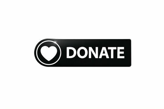 Modern black donate button with white heart icon and text