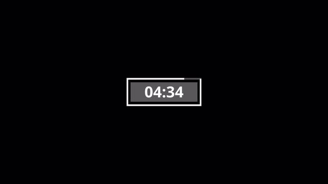 5 minute countdown timer complete in one minute with transparent background, five minute  timer video in 4k.