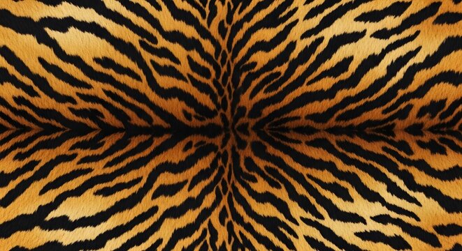 Vibrant and detailed tiger fur pattern with symmetrical reflection.