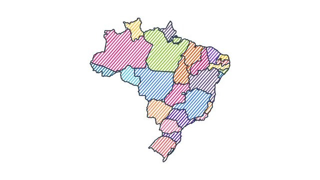 Cartoon Style Child Marker Map of Brazil - Animated Geography Motion Graphics