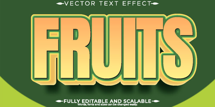 Organic green text effect, editable natural and fruit text style