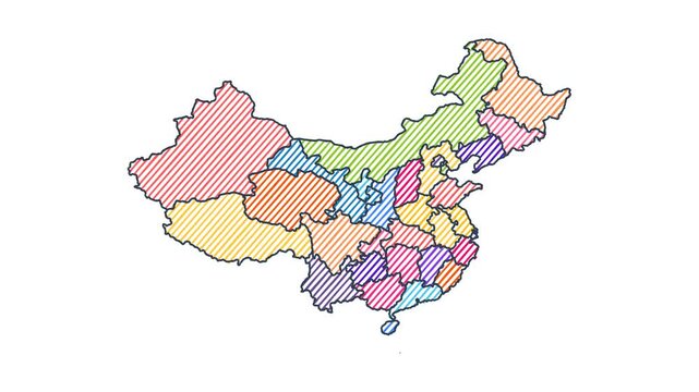 Cartoon Style Child Marker Map of China - Animated Geography Motion Graphics