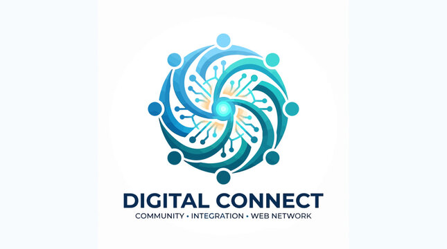 UntitledDigital connect creative symbol concept. Community join, integration, web network abstract business logo. Internet technology, communication icon