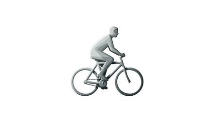 Naklejka premium Gray Silhouette of a Person Riding a Bicycle on a White Background