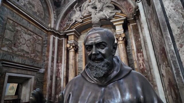 Bronze Statue Of Saint Padre Pio Rome Italy