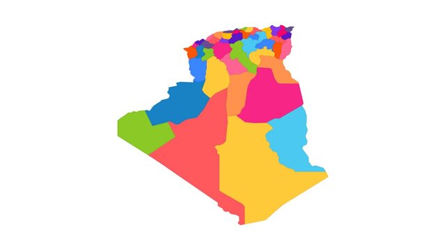 Modern Clean Flat Infographic Map of Algeria - Animated Geography Motion Graphics
