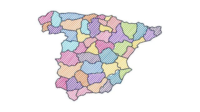 Cartoon Style Child Marker Map of Spain - Animated Geography Motion Graphics