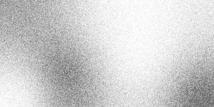 Abstract silver foil background with metal mirror texture. Retro spray grit and charcoal ink form abstract dot work design. Stippled grain halftone overlay and Rough grunge sand dots backdrop Gritty d