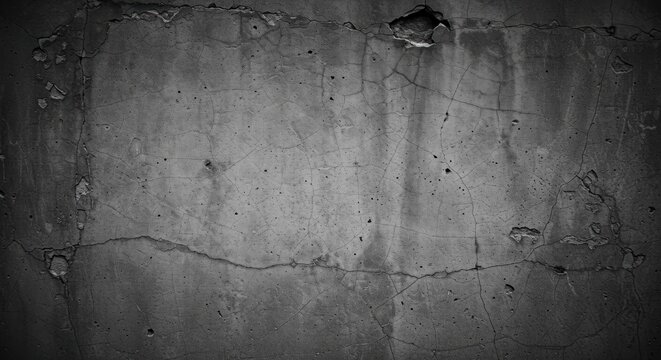 A close-up view of a cracked and worn concrete wall surface