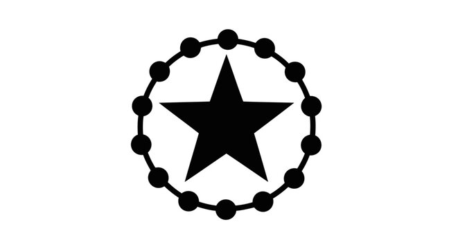 A black star surrounded by a circle of dots