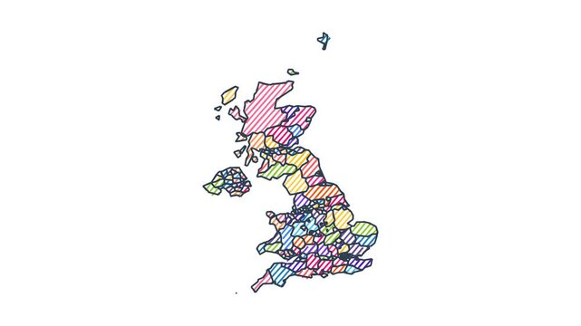 Cartoon Style Child Marker Map of United Kingdom - Animated Geography Motion Graphics