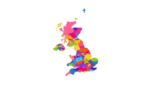 Modern Clean Flat Infographic Map of United Kingdom - Animated Geography Motion Graphics