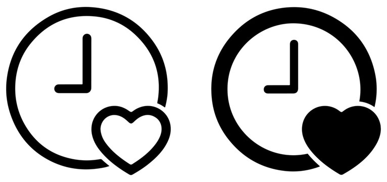 life time heart clock icon vector