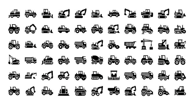 Tractors and farming vehicles icons.