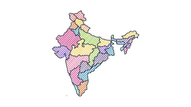 Cartoon Style Child Marker Map of India - Animated Geography Motion Graphics
