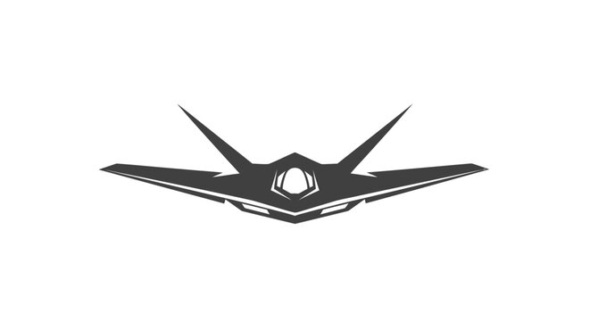 Futuristic Stealth Aircraft Silhouette, Dark Gray Vector Design, Isolated on White Background
