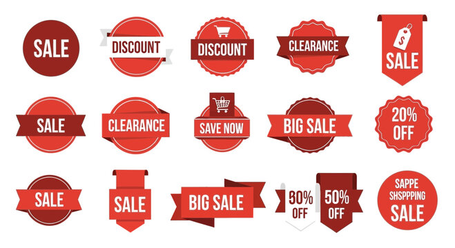 Sale badges and banners collection with red and white colors